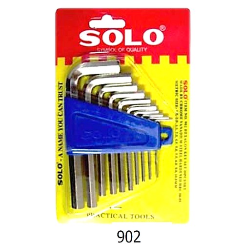 SKI - สกี จำหน่ายสินค้าหลากหลาย และคุณภาพดี | SOLO #902-10 ตัวชุด หกเหลี่ยมชุบขาว 1.5-10mm Code 5430 (12ชุด/ก)